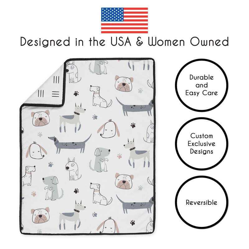 Sweet Jojo Designs Dog Boy Girl Unisex/Gender Neutral 6pc Crib Bedding + BreathableBaby Breathable Mesh Liner Modern - Crib Size