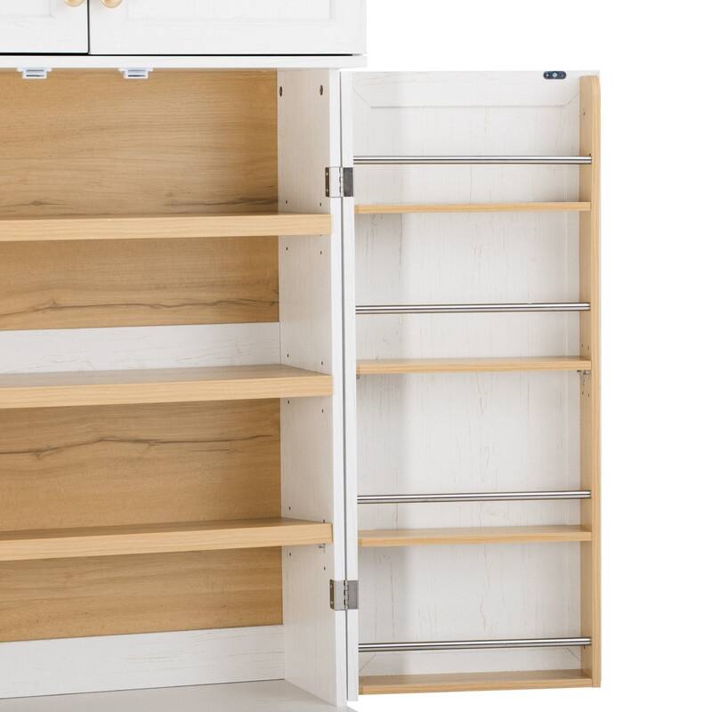 Farmhouse 78.2" Kitchen Pantry Cabinet with 4 Doors, 3 Adjustable Shelves and 3 Drawers