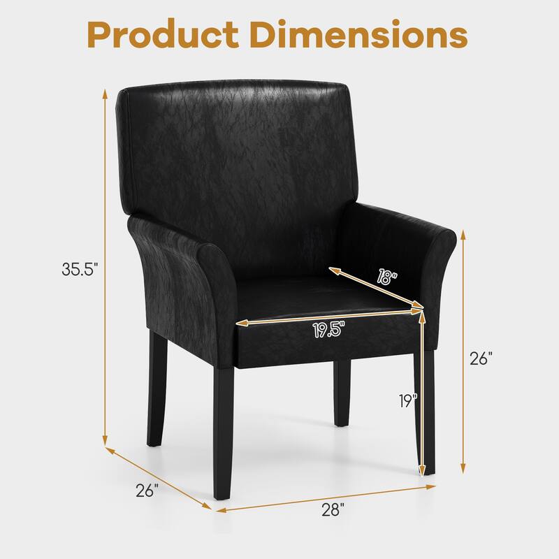 Costway Executive PU Leather Guest Chair Reception Side Arm Chair - See Details
