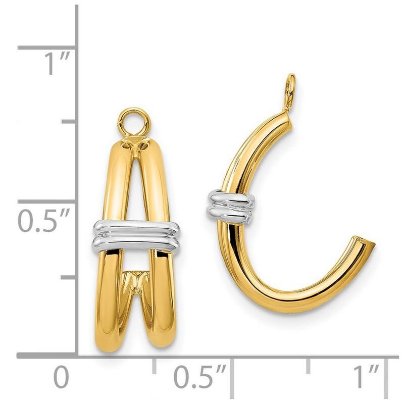 Curata 14k Two Tone Gold Polished Double J Hoop Earrings Jackets - 21x12mm