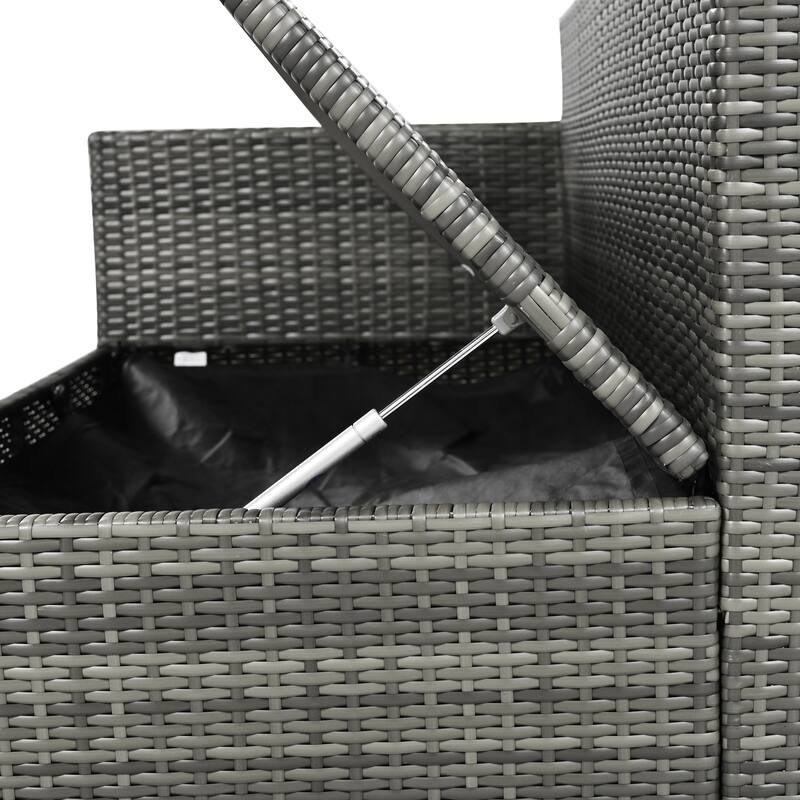 Roomfitters 6-Piece All-Weather PE Rattan Patio Sofa Set with Adjustable Seats, Storage Box and Glass Top Table