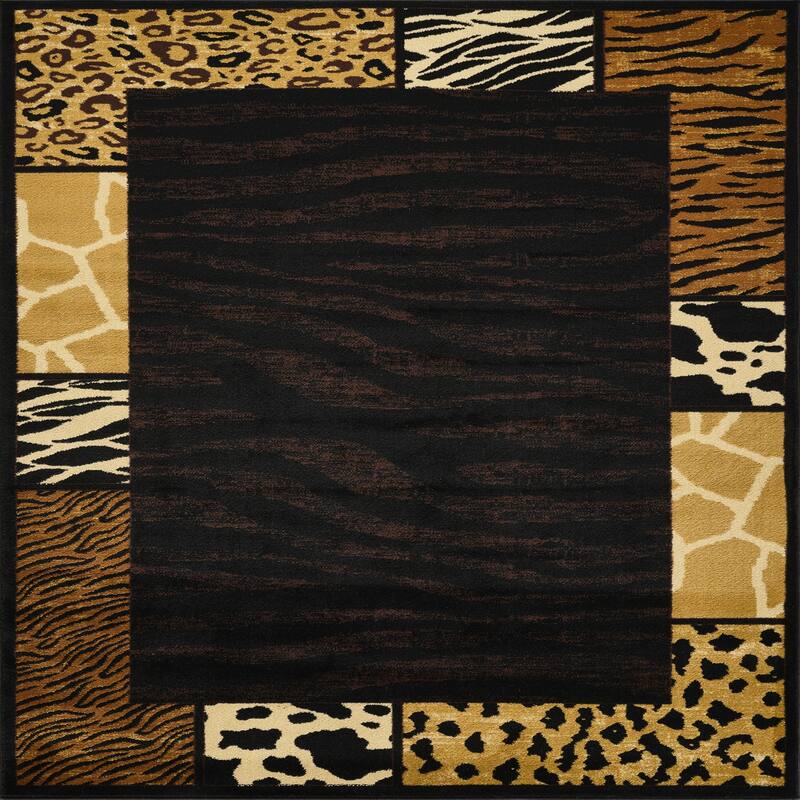 Black 2 ft. 7 in. x 7 ft. 3 in. Animal Print Area Rug - 7' x 3'