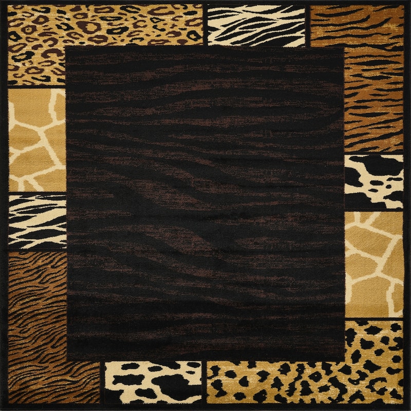 Black 2 ft. x 3 ft. Animal Print Area Rug - 3' x 2'