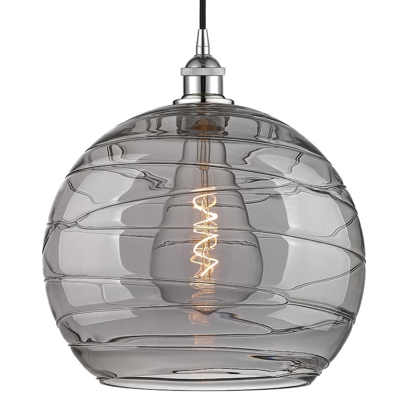 Innovations Lighting 616-1P 15 14 Athens Deco Swirl Pendant Athens - Polished Chrome / Light Smoke Deco Swirl