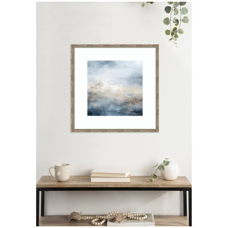 Kate and Laurel Tonal Abstract Oceanic Nautical Serenity Blue by The Creative Bunch Studio Framed Wall Art Print