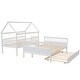 preview thumbnail 9 of 7, MDF Full Size Twin House Bunk Bed with Storage Staircase and Trundle,Full-Length Guardrail