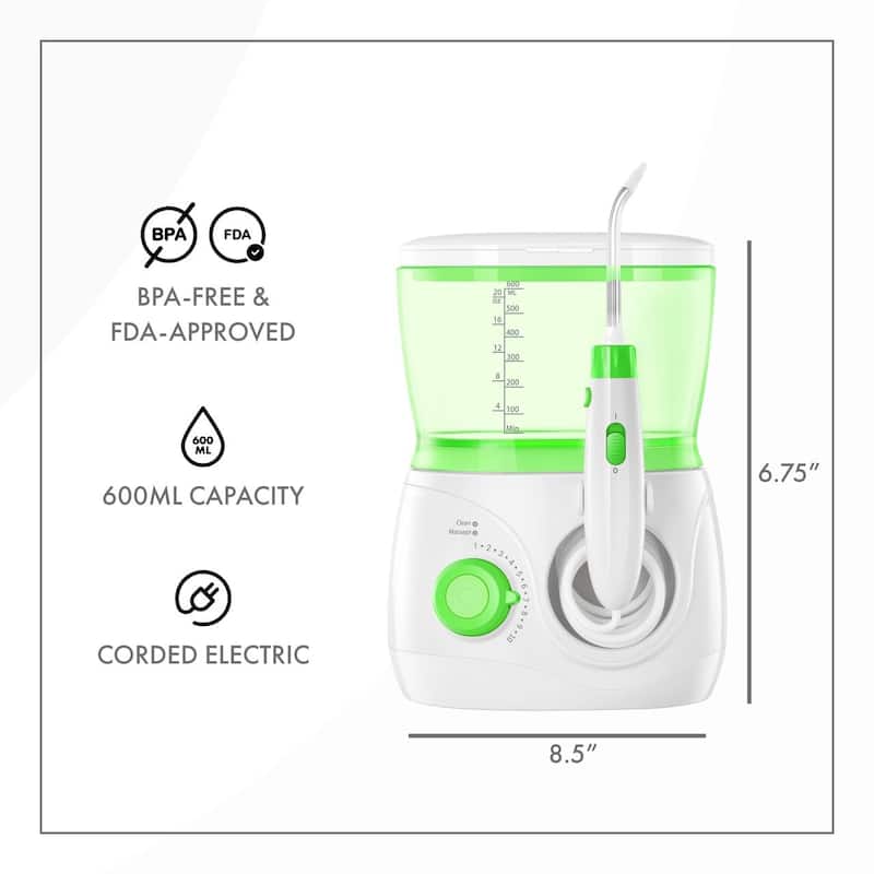 Children's Countertop Portable Water Flosser - Dental Tools for Kids and Children Green - 8 x 5.8 x 4.9
