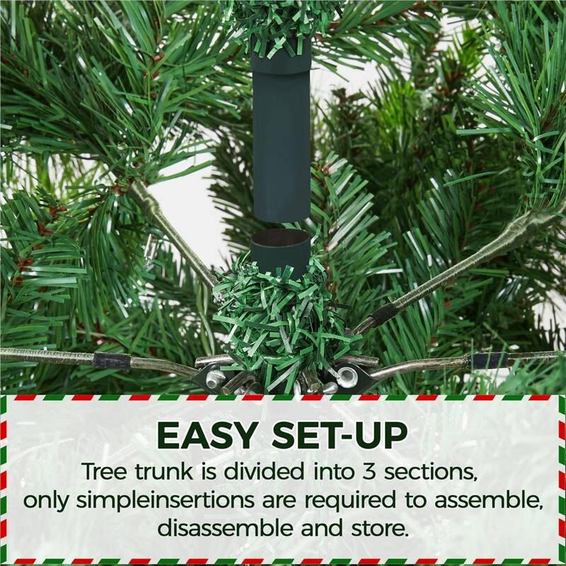 Yaheetech Pre-Lit Christmas Tree Hinged Realistic Tree, Green