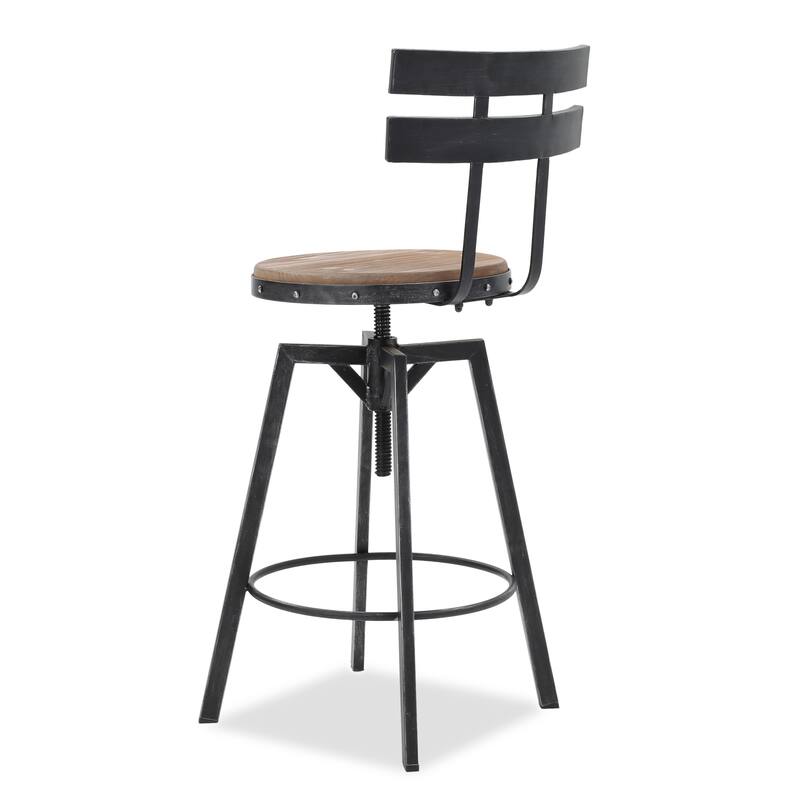 Metal barstool with wooden seat