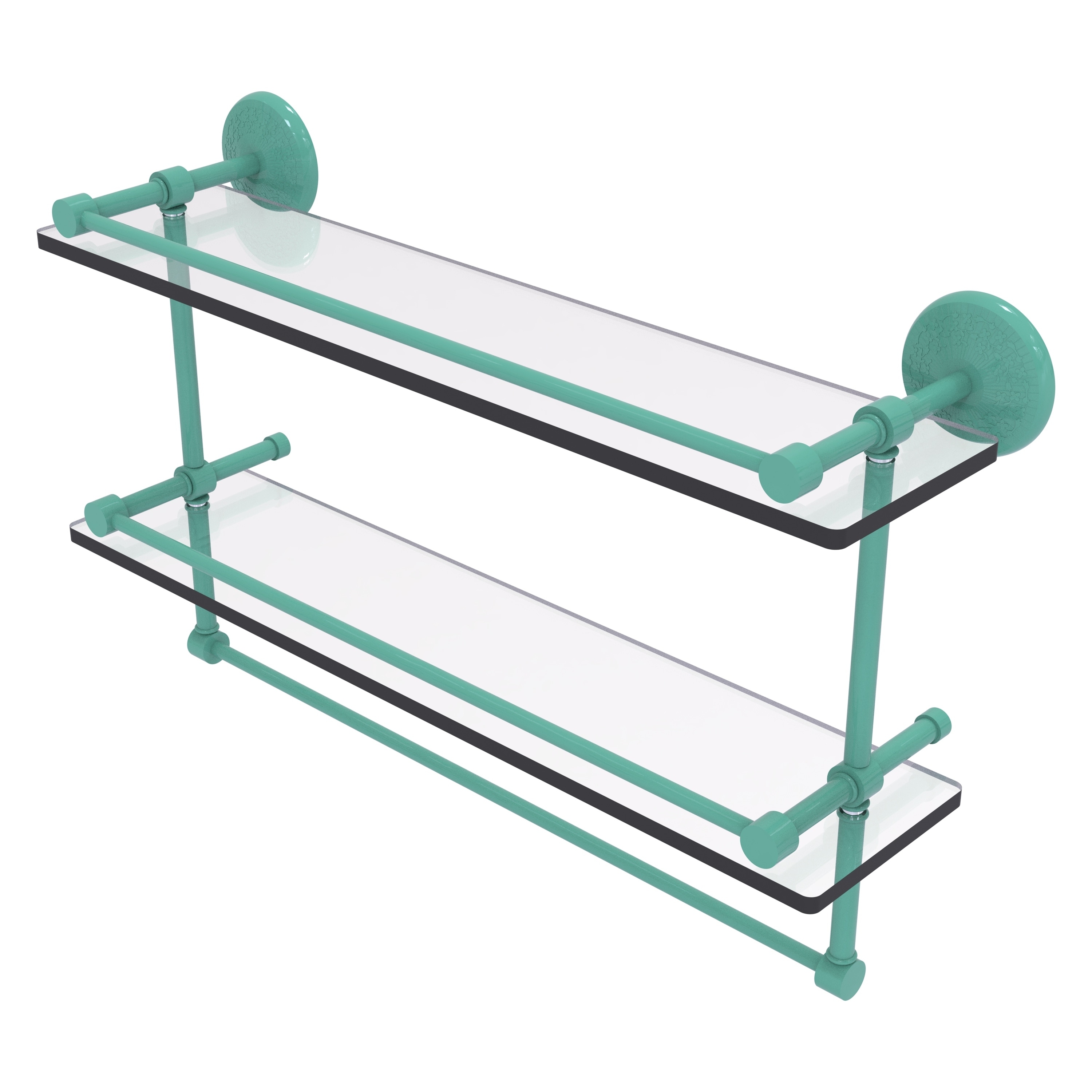 Allied Brass Monte Carlo Collection 16 Inch Gallery Double Glass Shelf with Towel Bar