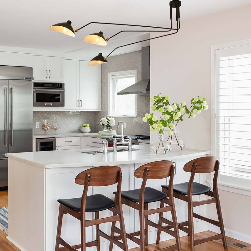 3 Arm Mid Century Modern Black Arm Ceiling Light Duckbill Chandelier - 78x78x17in