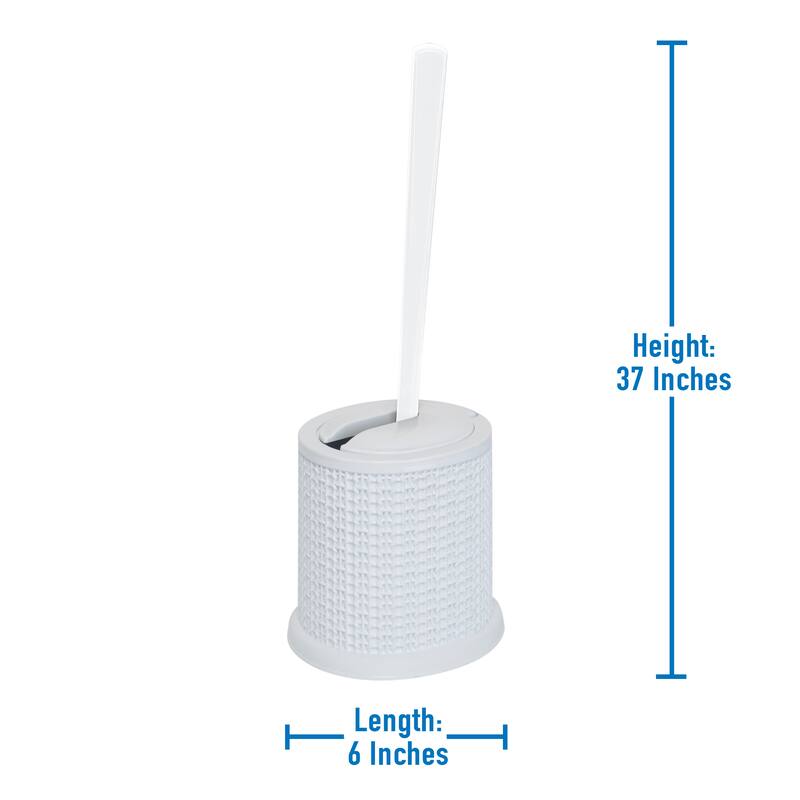 Bath Bliss 2 Pack Self Closing Lid Toilet Brush with Rim Scrubber in Sailor Knot Design - Set