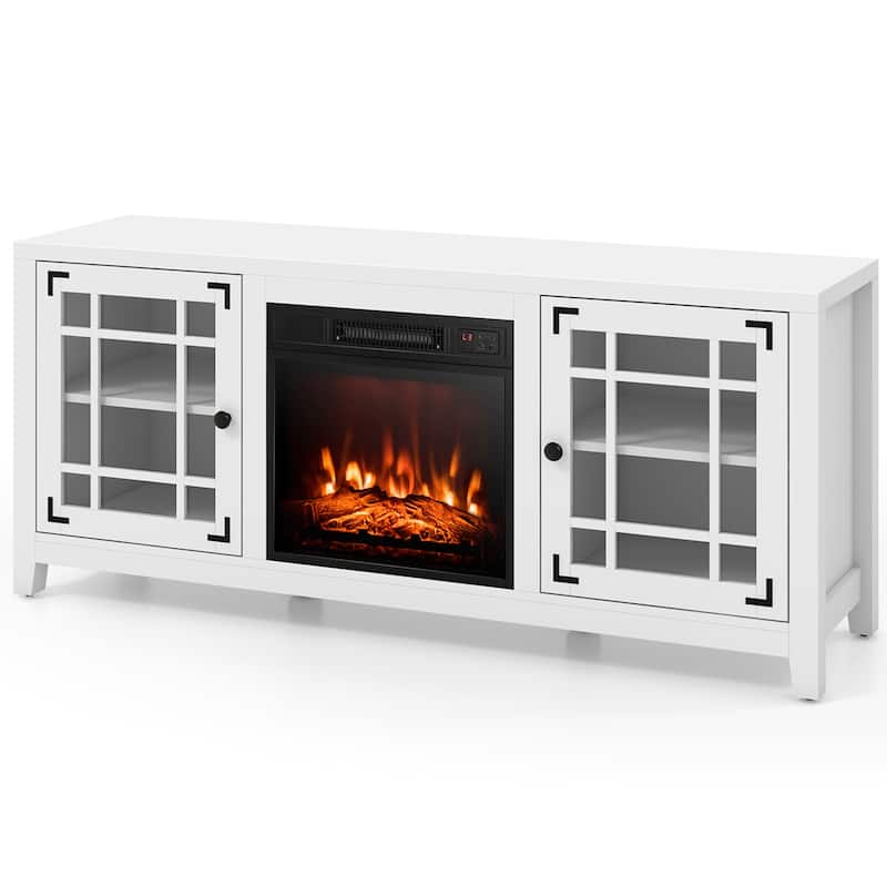 Costway 58 Inches Fireplace TV Stand for TVs up to 65 Inches with - 58'' x 16'' x 25''