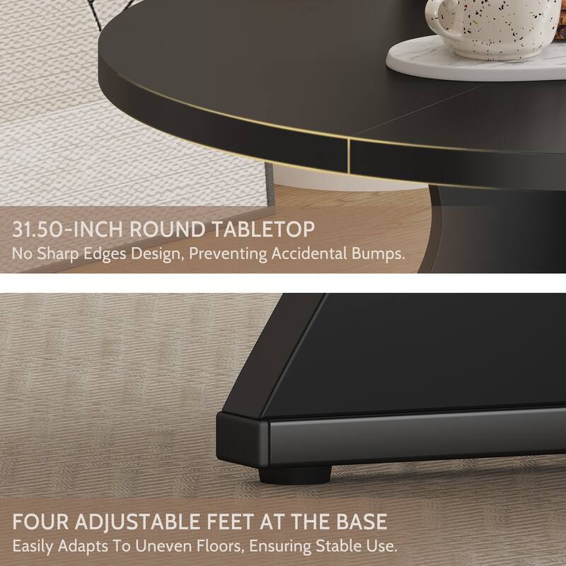 Round Dining Table Coffee Table, Home Office Table Kitchen Table, Breakfast Nook Table with Wave Base