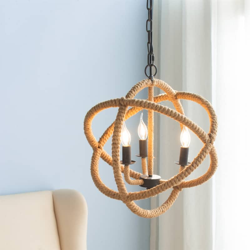 3 Light Farmhouse Chandelier(Bulb Not Included) - Beige Brown