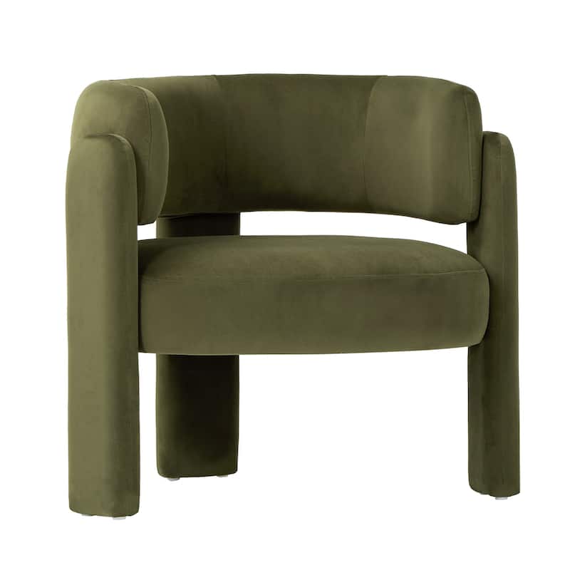 Modern Velvet Barrel Accent Chair - 3-Leg Design for Living Room, Bedroom