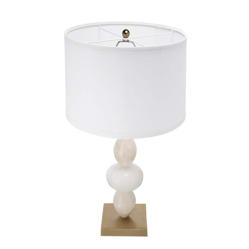 White and Gold Three Tiered Round Table Lamp with Drum Shade(Lamp Shade Assembly Required)
