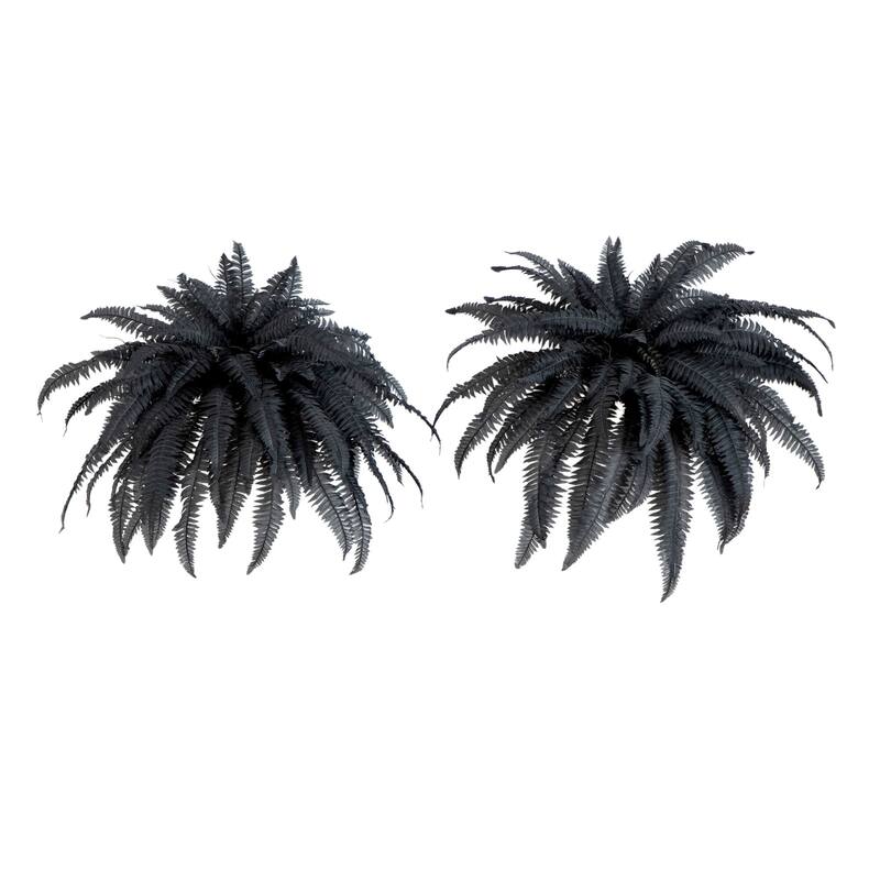 Artificial Halloween Boston Ferns - 48" - Black - Set of 2
