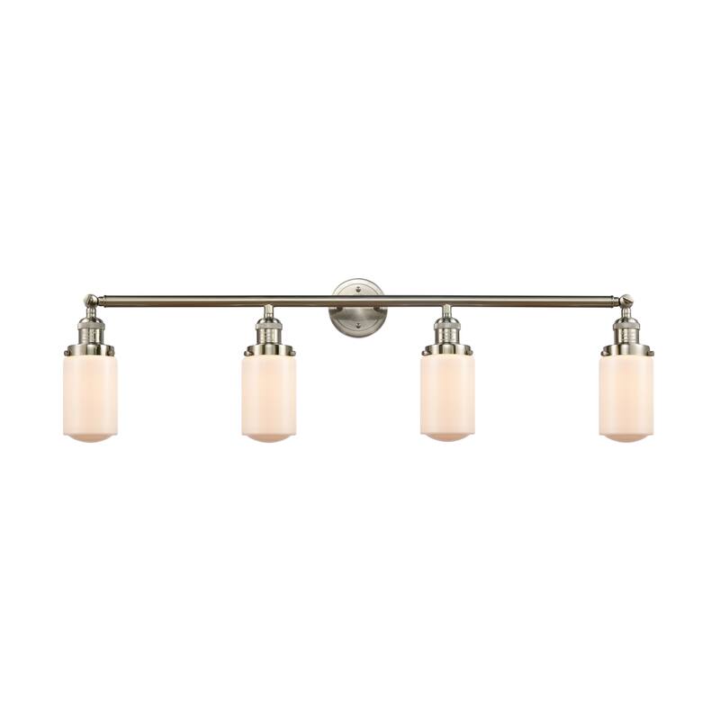 Innovations Lighting Dover 4 Light 43" Wide Bathroom Vanity Light - Brushed Satin Nickel / Matte White Cased