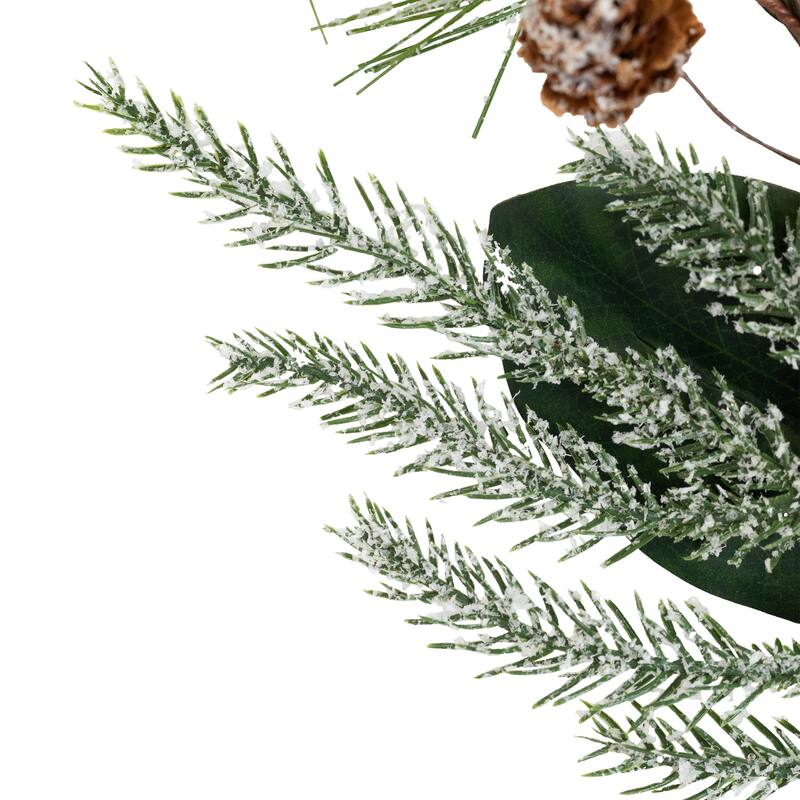 Lightly Flocked Mixed Pine and Magnolia Artificial Christmas Garland - 5.75' x 8" - Unlit