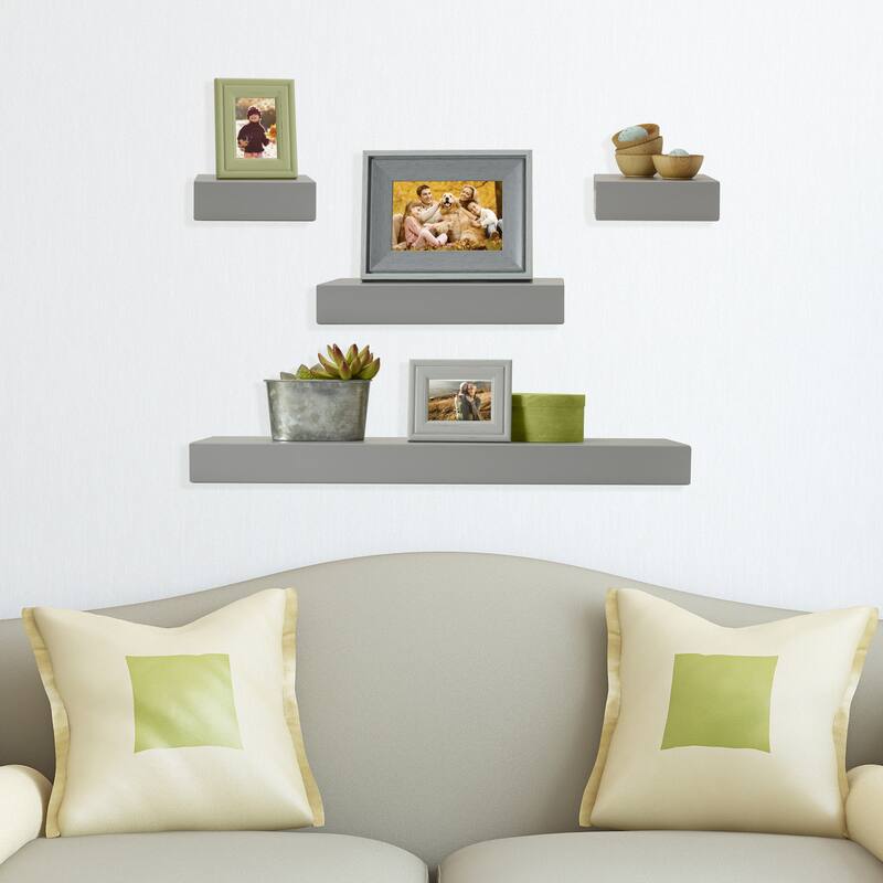 Melannco Set of 4 Gray Chunky Shelves, 1-24, 1-12, 2-6 Inch