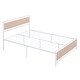 preview thumbnail 5 of 7, White Full Size Bed Frame Metal Platform with Wood Headboard Footboard, Heavy Duty Steel Slats Support/ No Box Spring Required