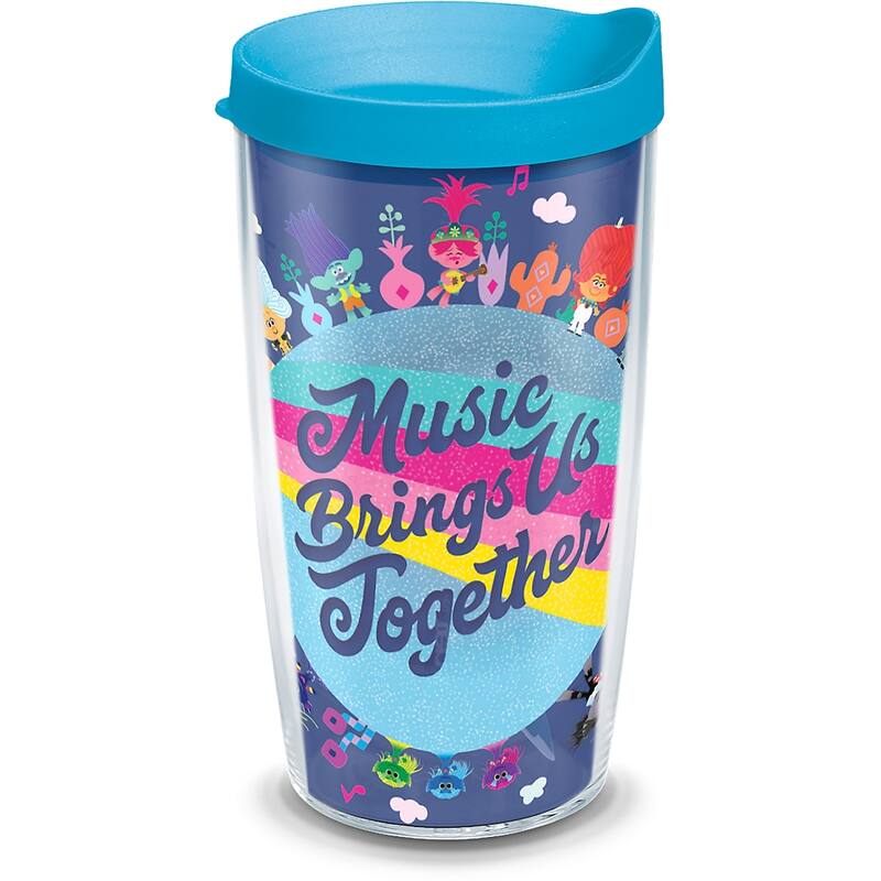 Tervis DreamWorks Trolls Made in USA Double Walled Insulated Travel Tumbler, Music Together - 16oz