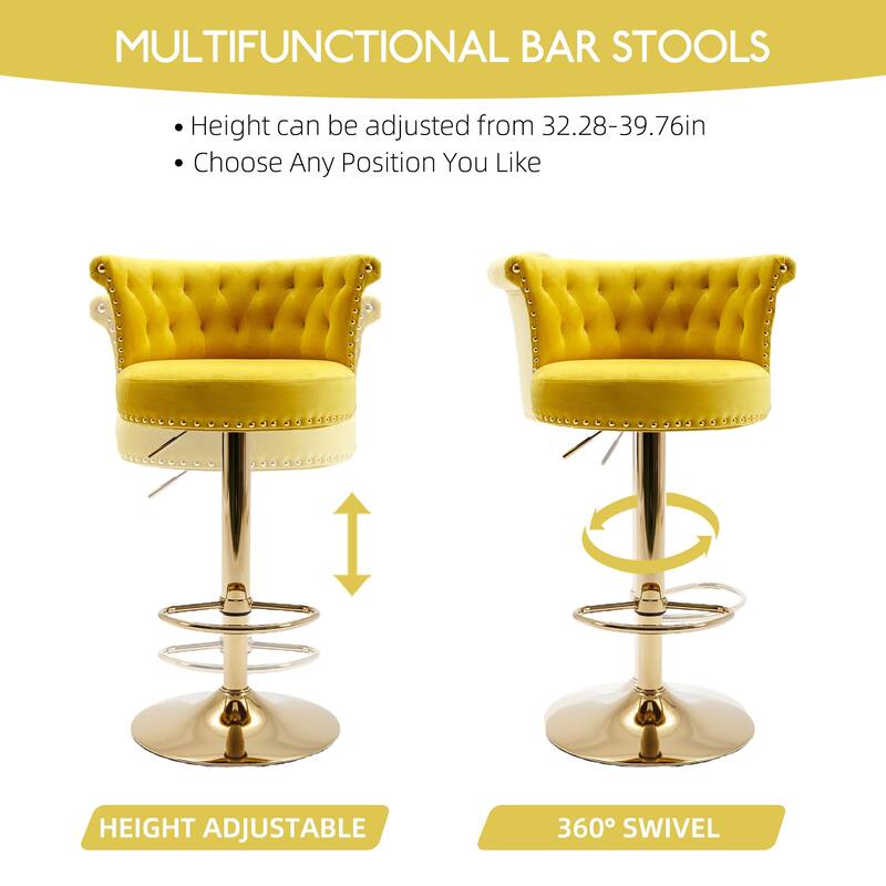 HOMEFUN Swivel Bar Stools Set of 2 Adjustable Counter Height Chairs with Footrest for Kitchen, Dining Room 2PC/SET