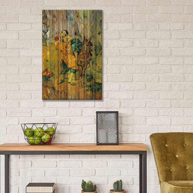 The Good Samaritan Print On Wood by Vincent van Gogh - Multi-Color