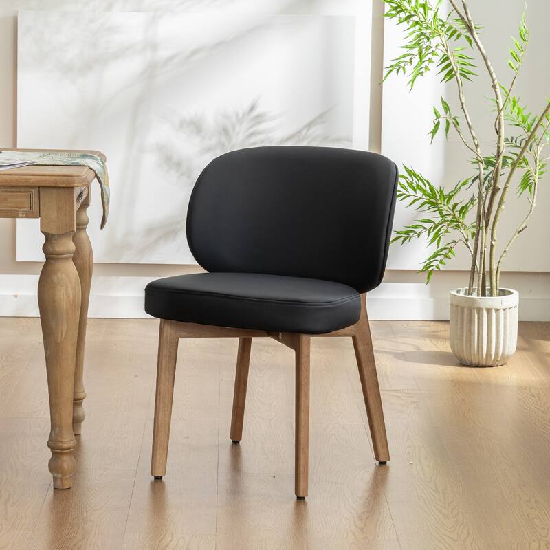 20" x 18.5" Seat Armless Single Dining Chair Modern Upholstered Kitchen Chairs - Black