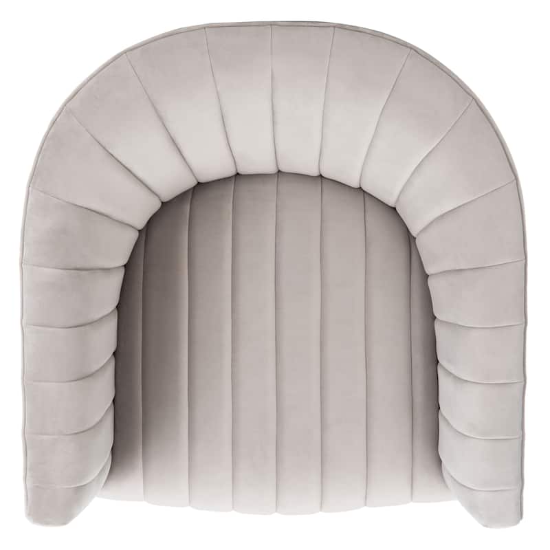SAFAVIEH Couture Matejka Swivel Channel Tufted Barrel Chair - 28" W x 31" L x 30" H - 28Wx31Dx30H