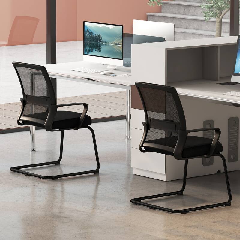 Gymax Office Guest Chair Set of 8 Conference Reception Chair w/ Lumbar