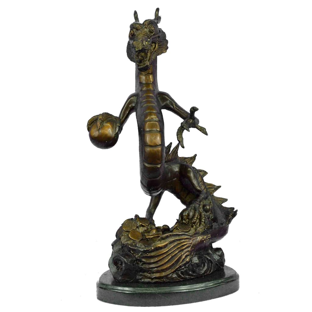 Original Limited Edition Signed Dragon By Thomas Bronze Sculpture Marble Statue