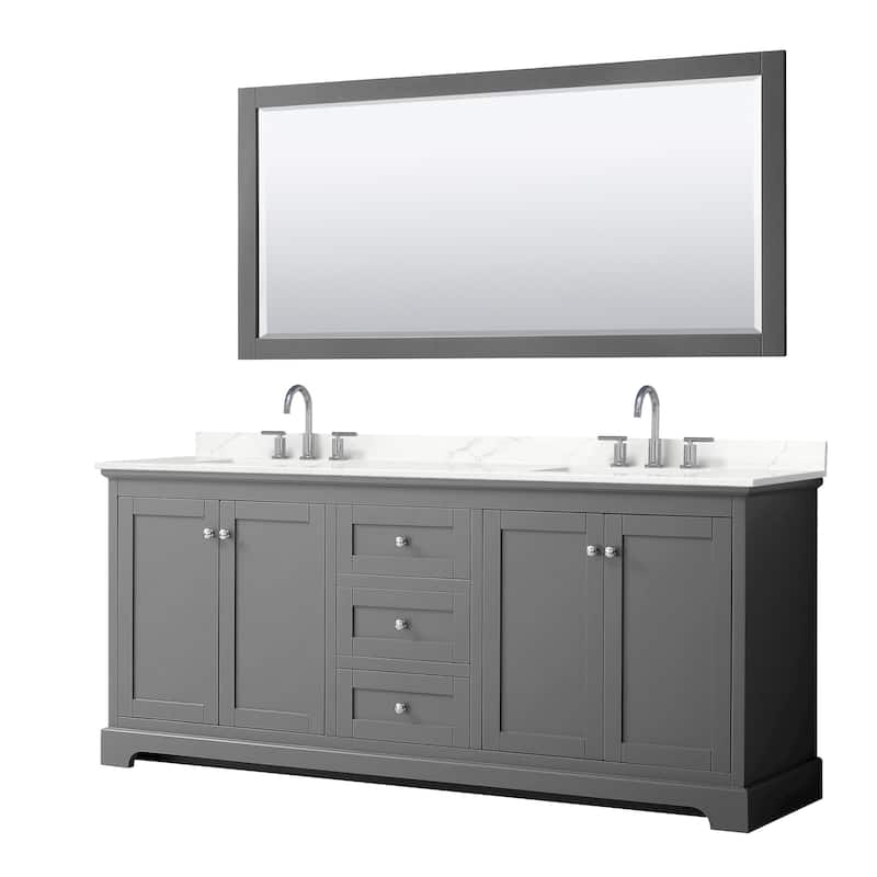 Wyndham Collection WCV232380D-QTZ-US3M70 Avery 80" Free Standing - Dark Gray / Giotto Quartz Top / Polished Chrome