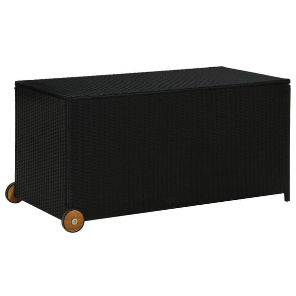 slide 2 of 8, vidaXL Patio Storage Box Black 47.2"x25.6"x24" Poly Rattan
