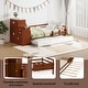 preview thumbnail 21 of 25, Twin Size Wood Platform Bed with Sample Bookshelf and Movable Wardrobe, Multifunctional Bed with Built-in Trundle Bed, White