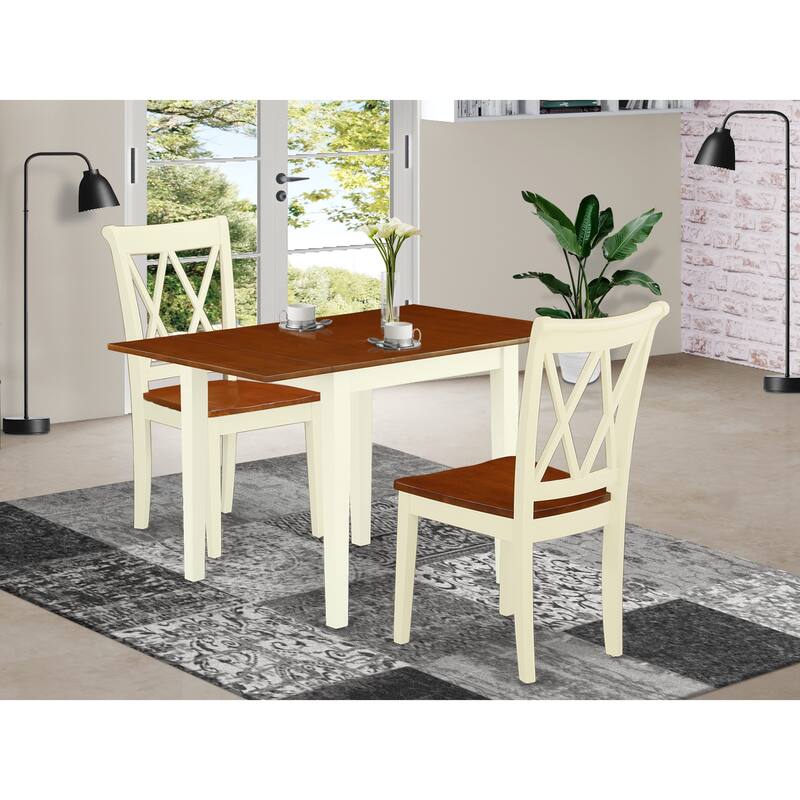 East West Furniture Dining Room Furniture Set- a Rectangle Kitchen Table and Dining Chairs, Buttermilk & Cherry (Pieces Option)