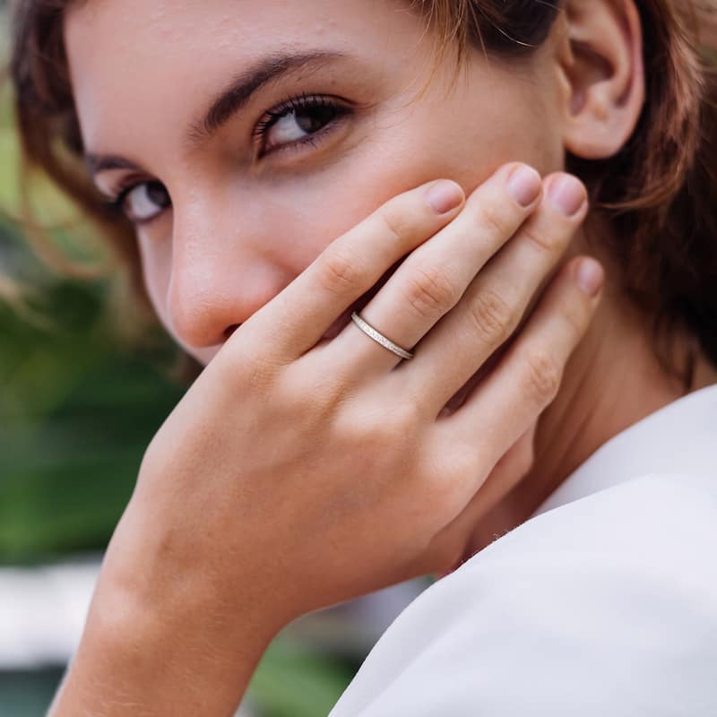 Miadora 1/4ct DEW Created Moissanite Eternity Ring in Sterling Silver