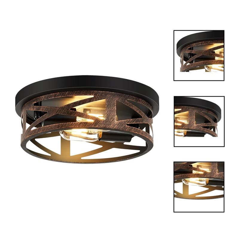 2 Light bulb light retro metal black ceiling light metal kitchen light - N/A