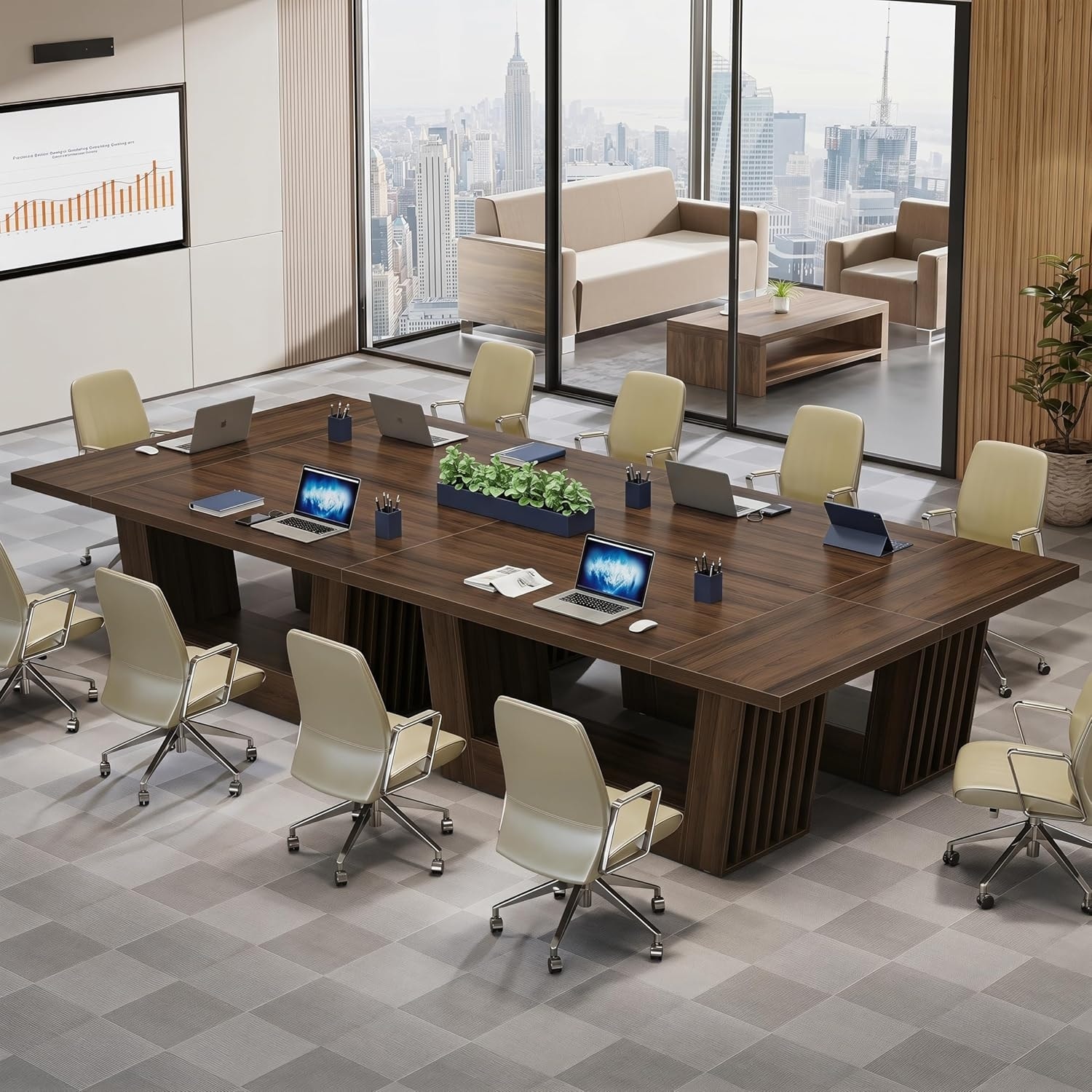 5.1 FT Conference Table for 4-6, 63-Inch Rectangle Meeting Table with Heavy Duty Base - 62.99" L x 31.49" W x 29.52" H