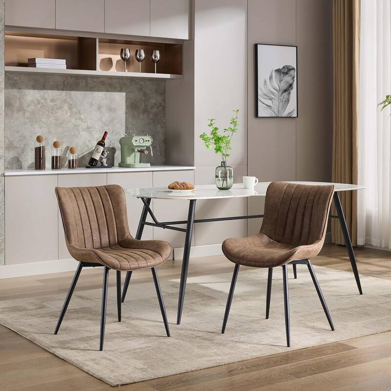 Upholstered Dining Chairs Set of 2, Mid Century Modern Armless Kitchen Chair
