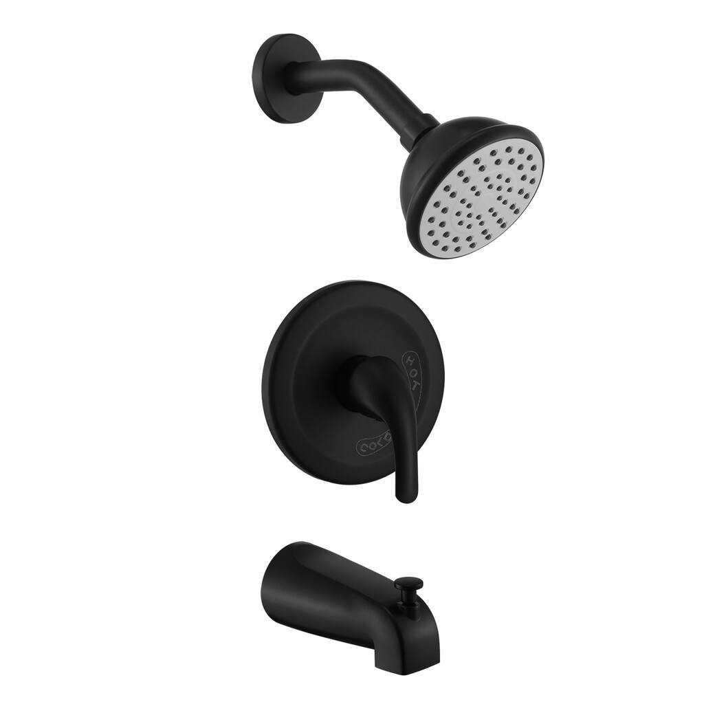Wall Mount Tub and Shower Faucet Matte Black Complete Shower System Trim Kit Wth Rough-in Valve
