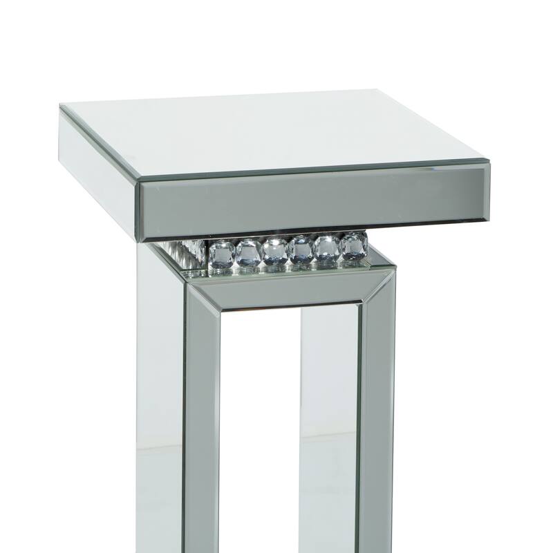 Glass Mirrored Pedestal Table - Silver - Roche River Decor - 12"Wx12"Lx28"H