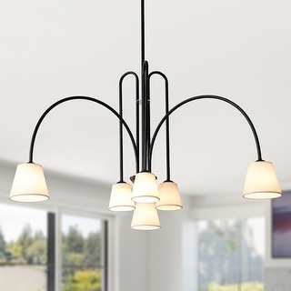 Bella Depot 40" 6-Light Black Metal Chandelier Adjustable Pendant Light for Dining Room Bedroom