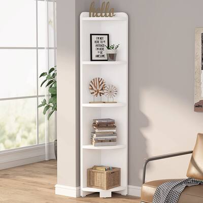 5 Tier Wood Wall Corner Bookshelf Corner Shelf