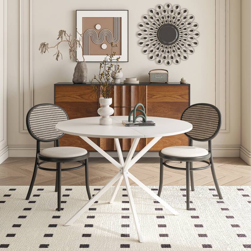 Modern Round Dining Table With Two Piece Detachable Table Top