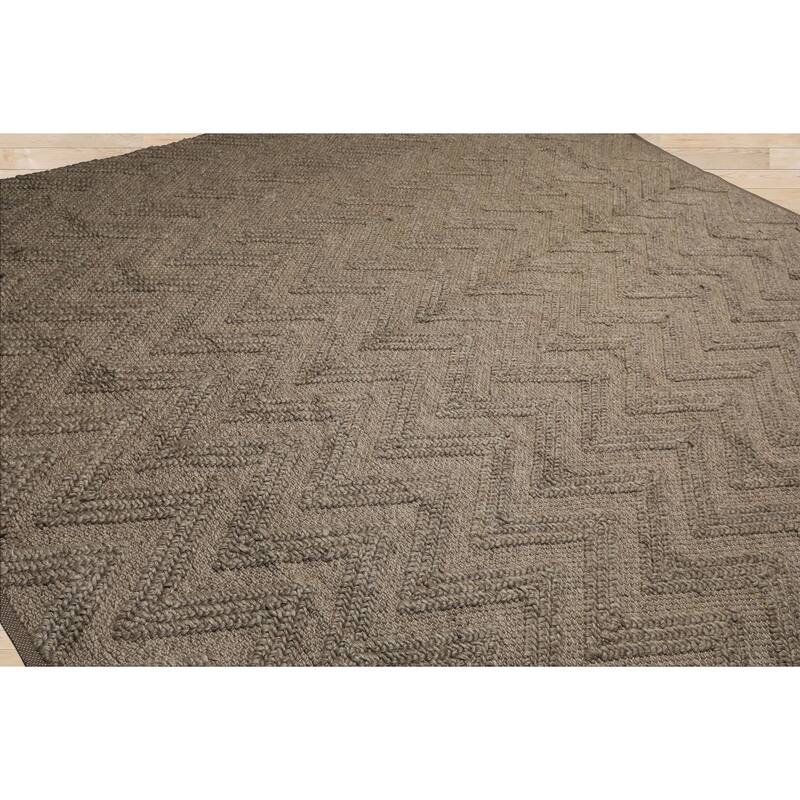 9x12 Tibetano Hand Knotted Flatweave Wool Tone on Tone Mocha Contemporary Rug - 9' x 12'
