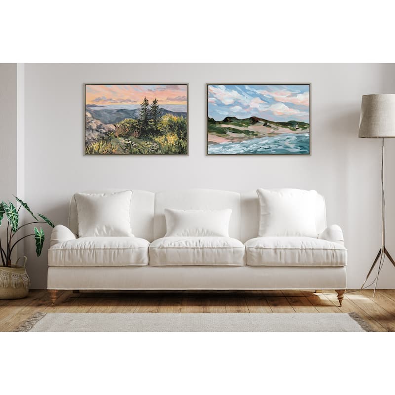 Kate and Laurel Sylvie Maine Sunrise Framed Canvas by Emily Kenney