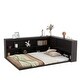 preview thumbnail 6 of 7, Espresso Full Size Wood Floor Bed with L-shaped Bookcases
