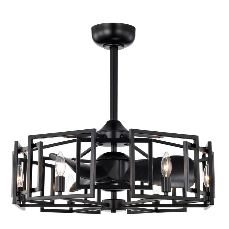 Hemming 26-inch Matte Black 6 Lights 3 Blades Lighted Ceiling Fan with Remote